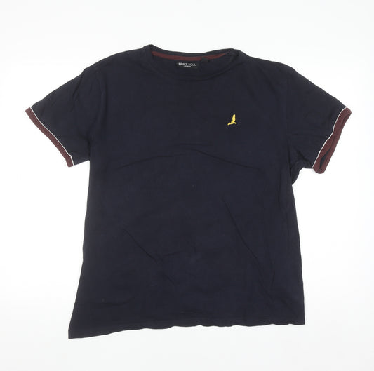 Brave Soul Men's Blue Crew Neck Cotton T-Shirt Size L