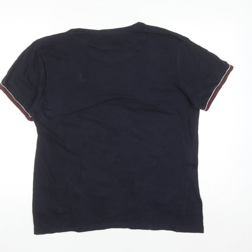 Brave Soul Men's Blue Crew Neck Cotton T-Shirt Size L