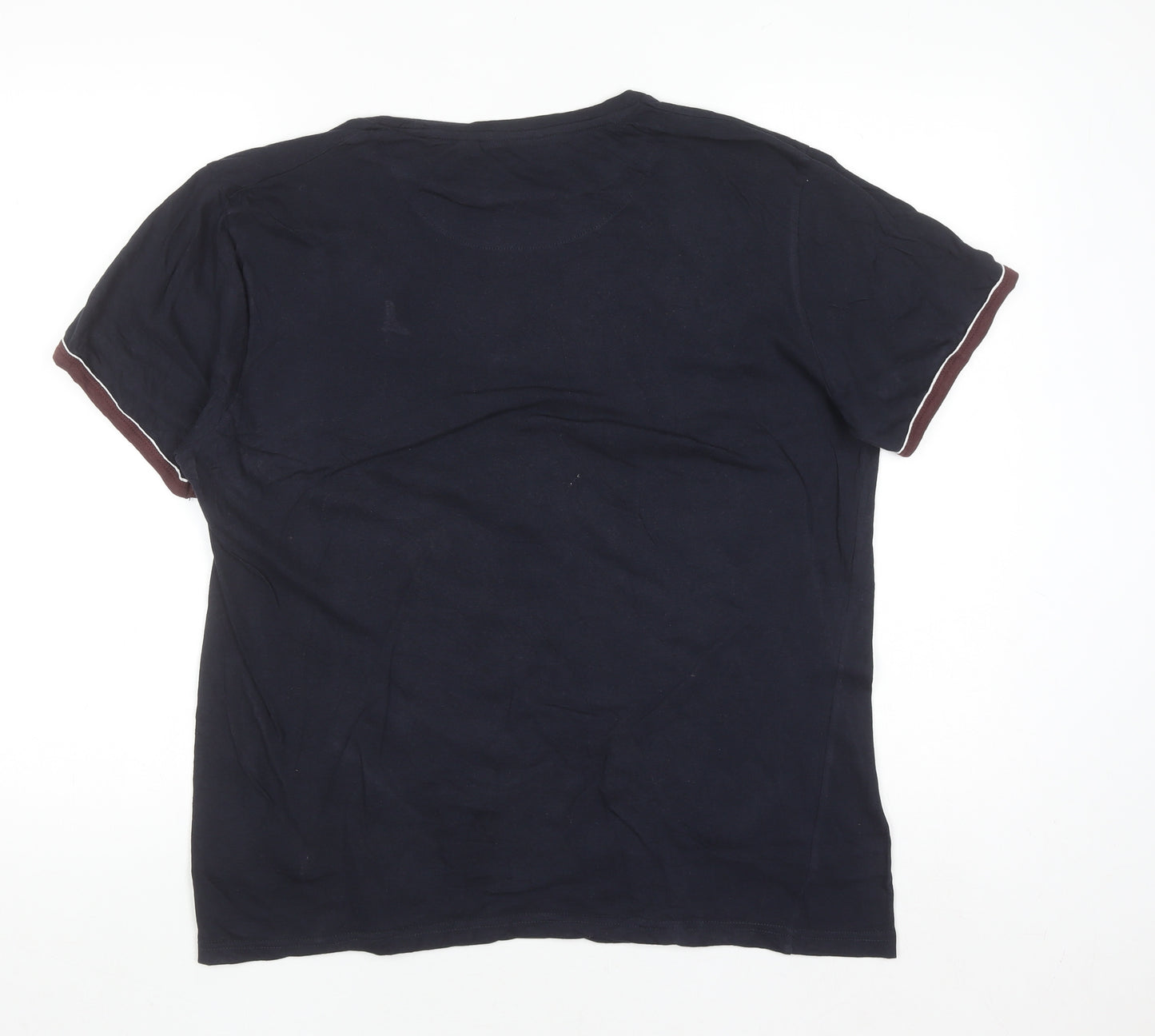 Brave Soul Men's Blue Crew Neck Cotton T-Shirt Size L
