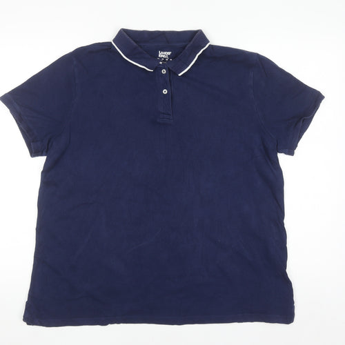 Lands' End Men's Blue Cotton Polo Shirt L Regular Fit