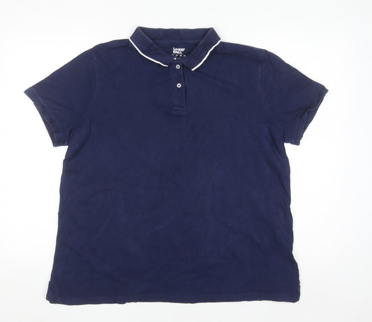Lands' End Men's Blue Cotton Polo Shirt L Regular Fit