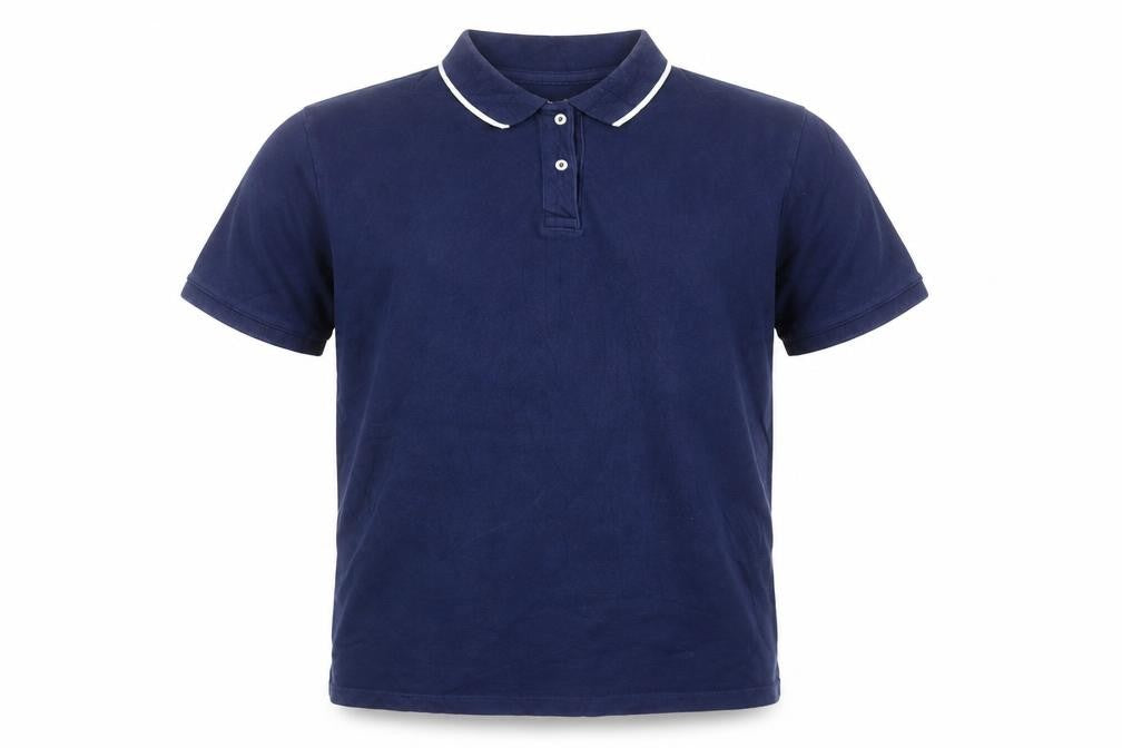Front view of Lands' End Men's Blue Cotton Polo Shirt L Regular Fit