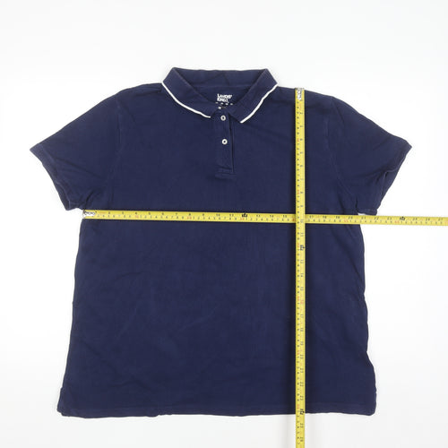 Lands' End Men's Blue Cotton Polo Shirt L Regular Fit