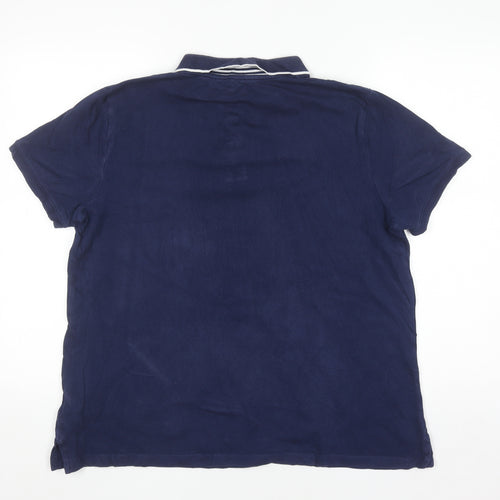 Lands' End Men's Blue Cotton Polo Shirt L Regular Fit