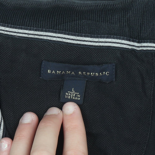 Banana Republic Men's Black Cotton Polo Shirt Size L