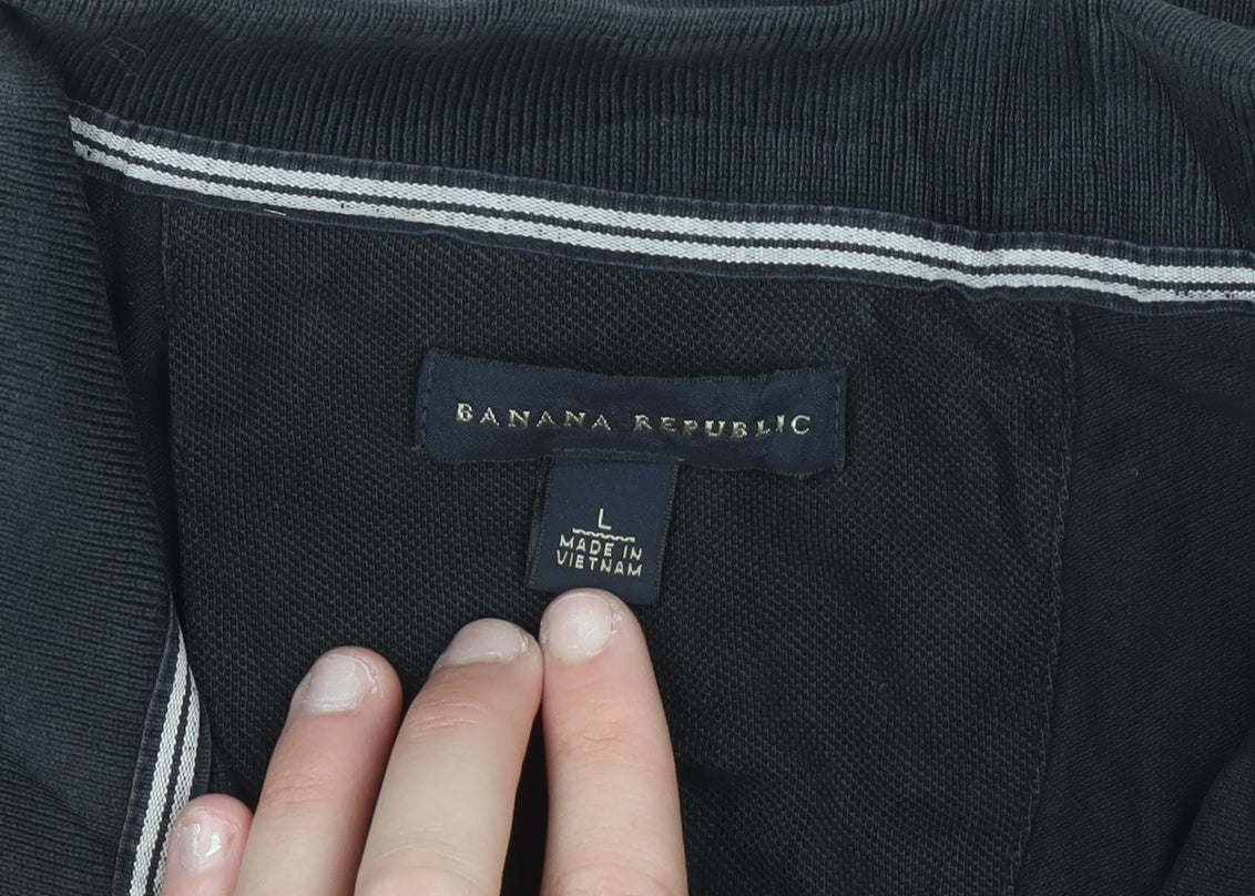 Banana Republic Men's Black Cotton Polo Shirt Size L