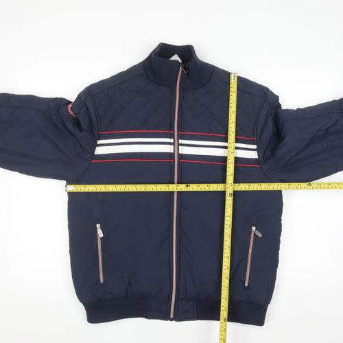 Lonsdale Men Blue Quilted Bomber Jacket Size L Full Zip Polyester