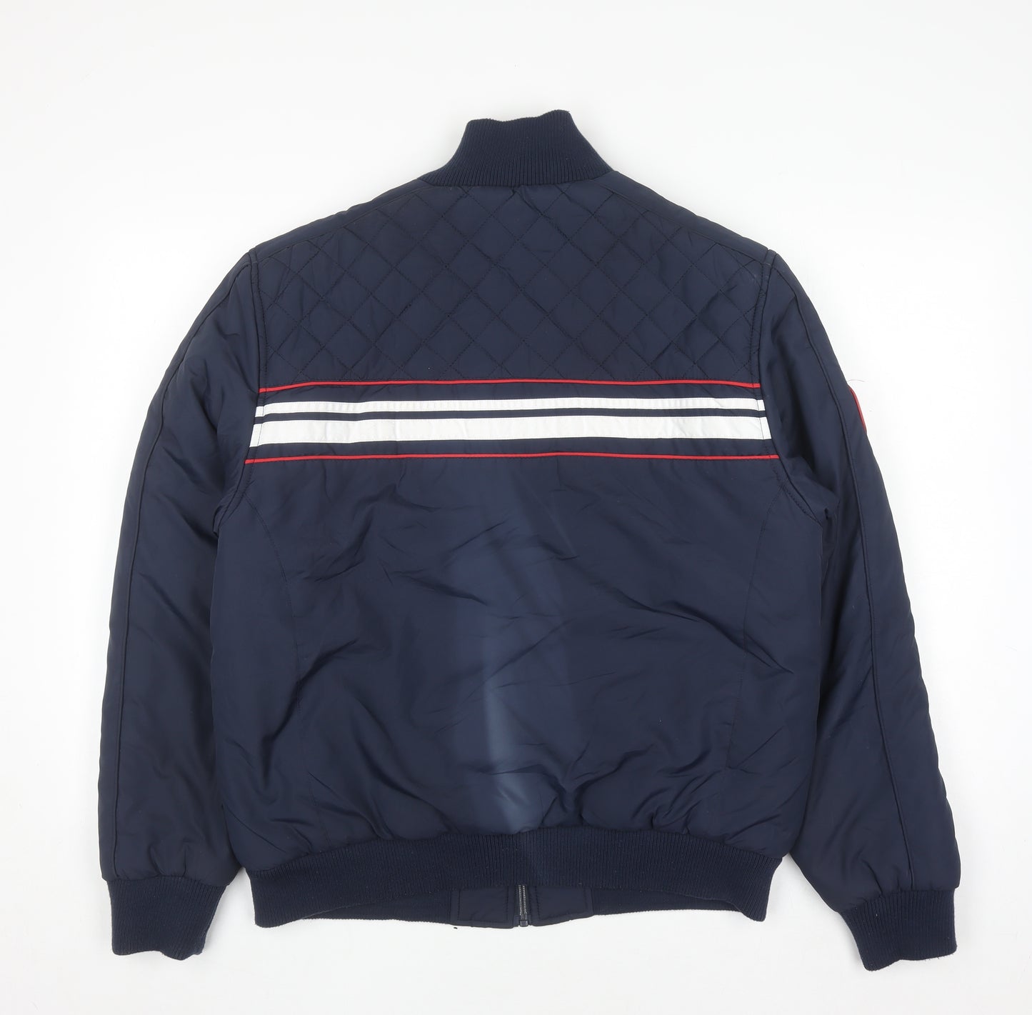 Lonsdale Men Blue Quilted Bomber Jacket Size L Full Zip Polyester