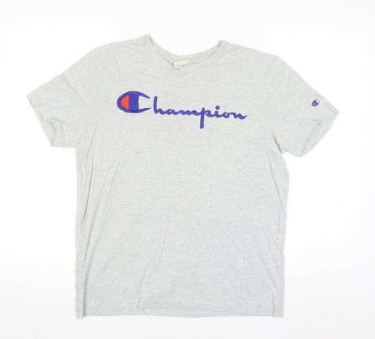Champion Men's Grey XS Crew Neck Sports Logo T-Shirt