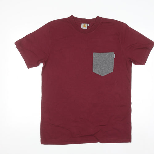 Carhartt Men's Burgundy Short Sleeve Crew Neck Cotton T-Shirt M