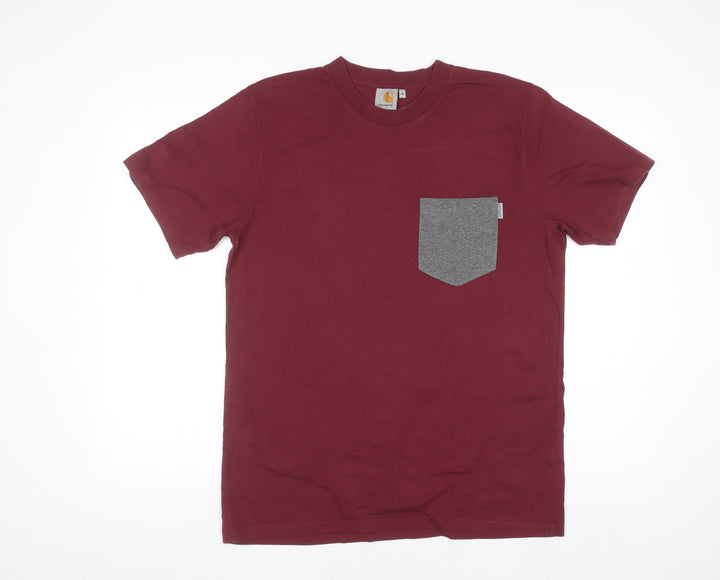 Carhartt Men's Burgundy Short Sleeve Crew Neck Cotton T-Shirt M