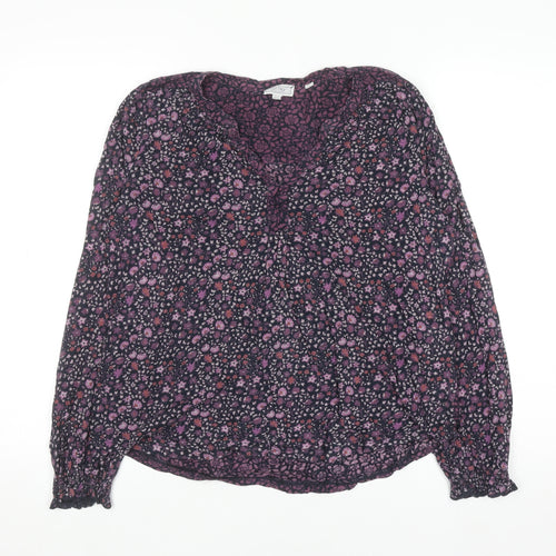 Fat Face Women's Purple Floral Long Sleeve Blouse Size 10