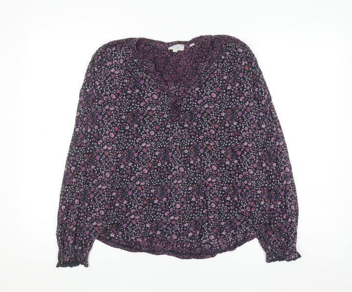 Fat Face Women's Purple Floral Long Sleeve Blouse Size 10