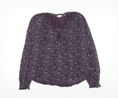 Fat Face Women's Purple Floral Long Sleeve Blouse Size 10