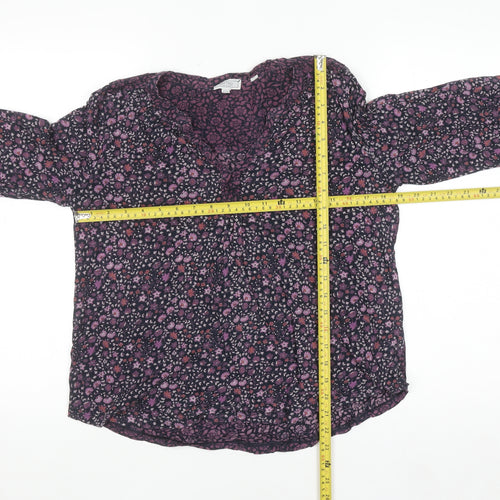 Fat Face Women's Purple Floral Long Sleeve Blouse Size 10