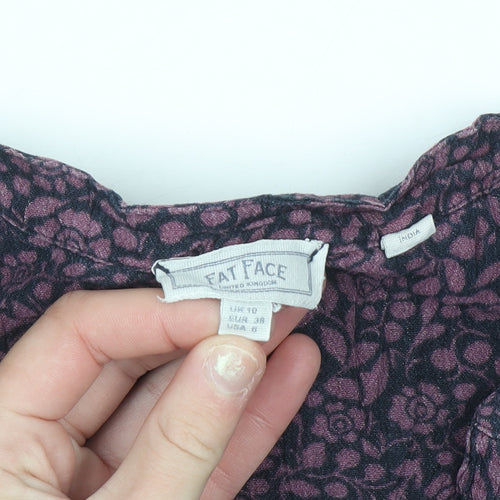 Fat Face Women's Purple Floral Long Sleeve Blouse Size 10