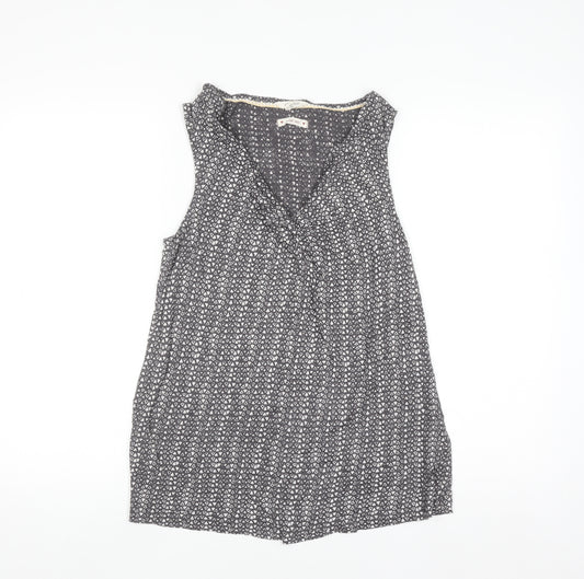 White Stuff Women's Grey Linen Sleeveless Wrap Blouse UK 14