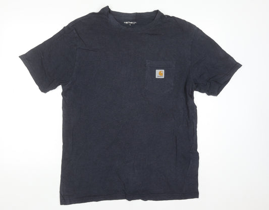 Carhartt Work In Progress Men's Navy Blue Cotton Crew Neck T-Shirt L