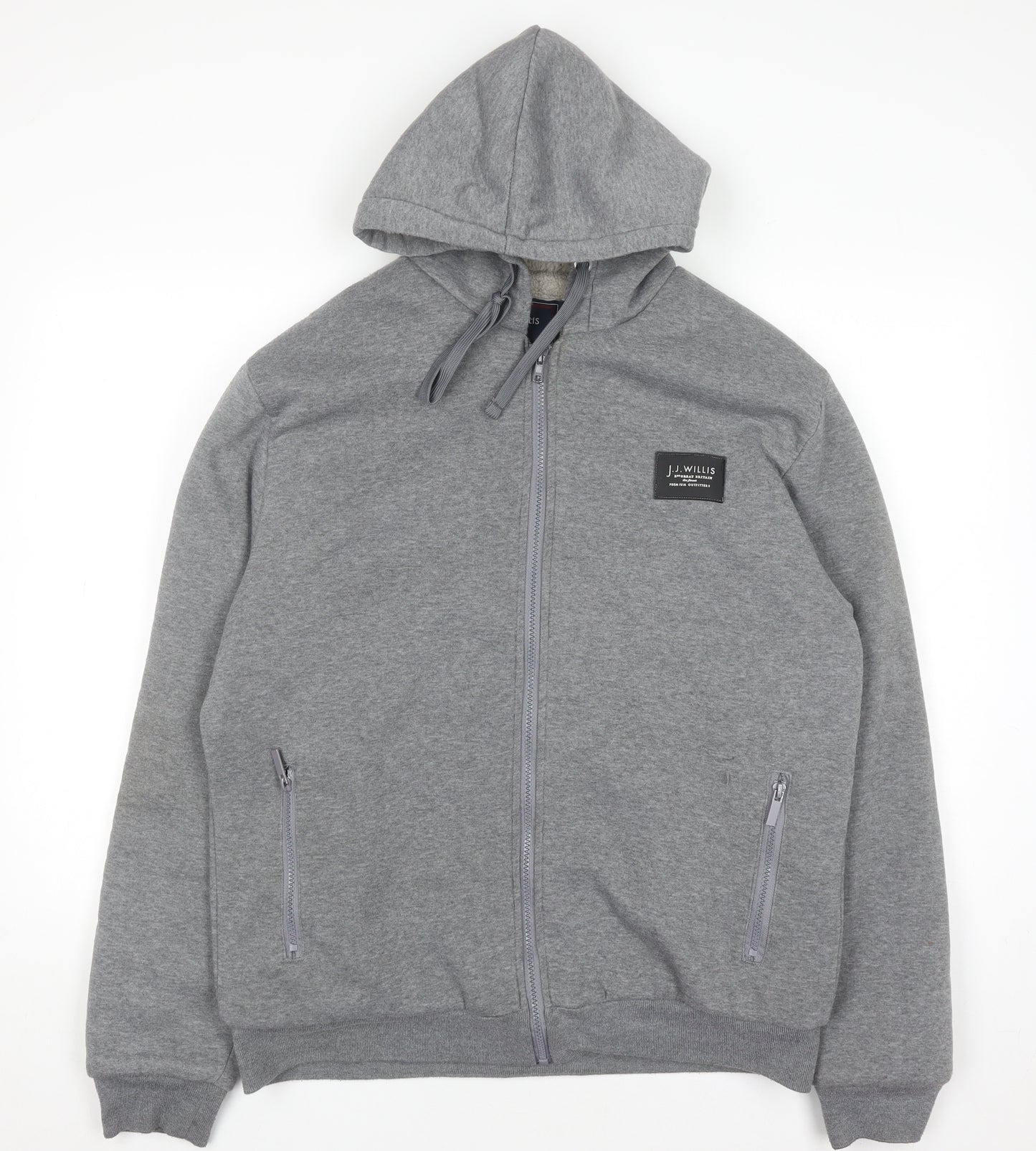 J.J. Willis Men's Grey Full Zip Fleece Lined Hoodie Size L