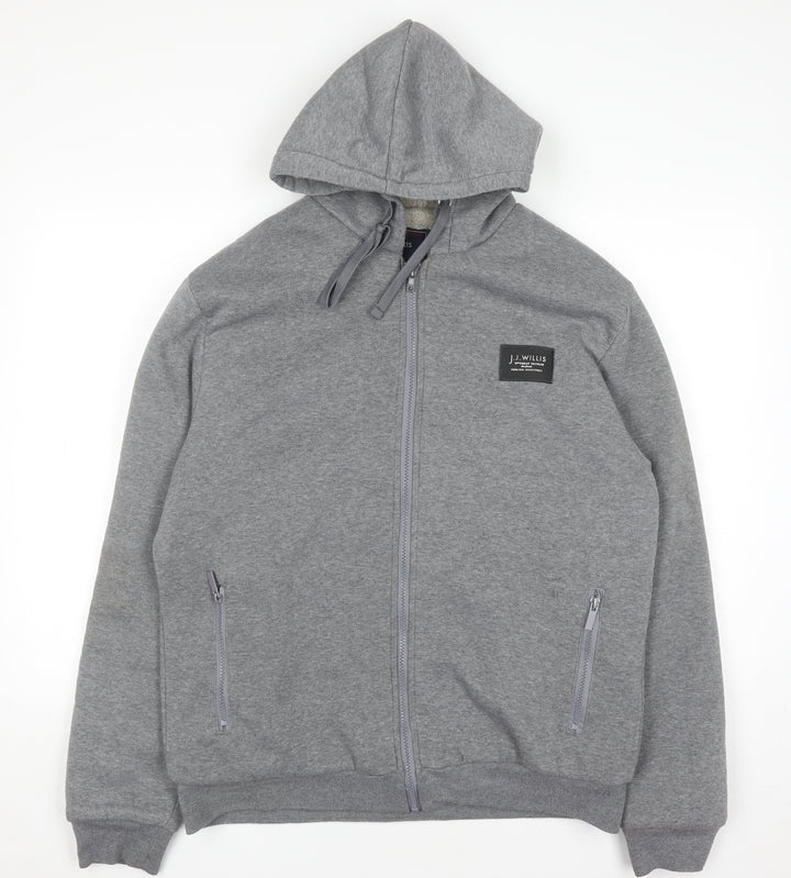 J.J. Willis Men's Grey Full Zip Fleece Lined Hoodie Size L