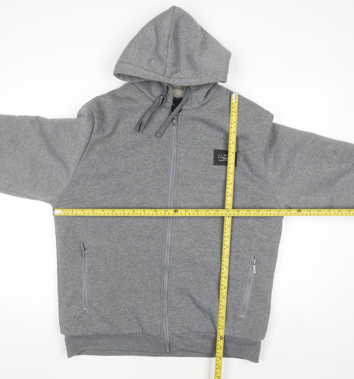 J.J. Willis Men's Grey Full Zip Fleece Lined Hoodie Size L