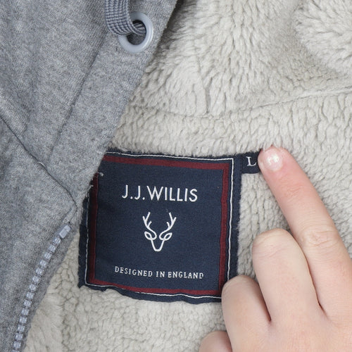 J.J. Willis Men's Grey Full Zip Fleece Lined Hoodie Size L