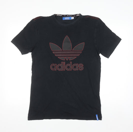 Adidas Men's Black Trefoil Logo Short Sleeve Cotton T-Shirt M