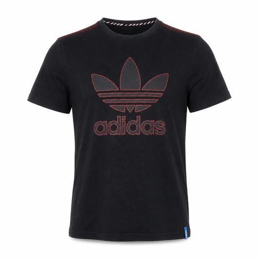 Front view of Adidas Men's Black Trefoil Logo Short Sleeve Cotton T-Shirt M