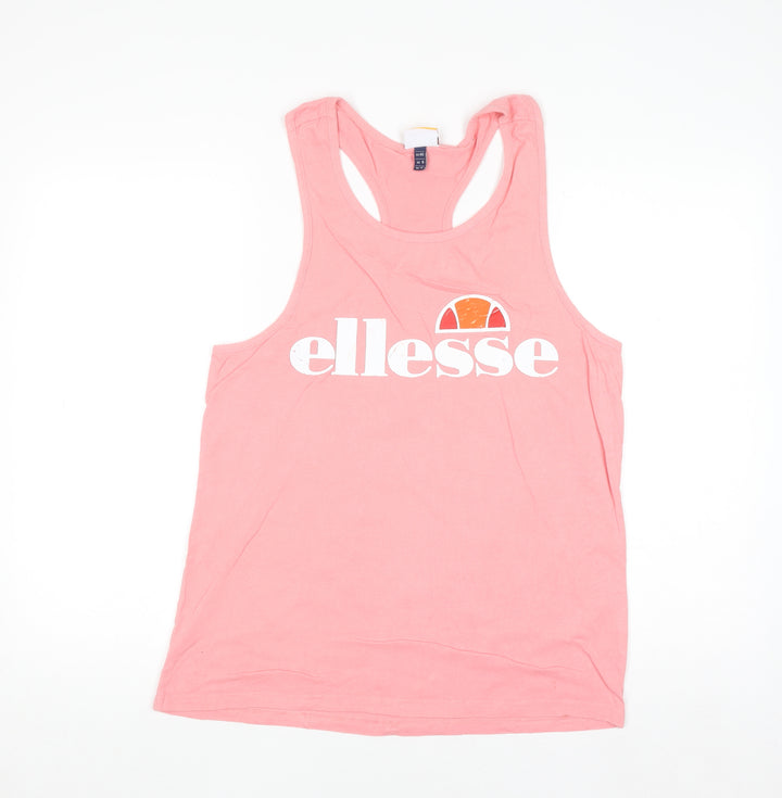 Ellesse Women's Pink Racerback Tank Top UK 12 Cotton Casual