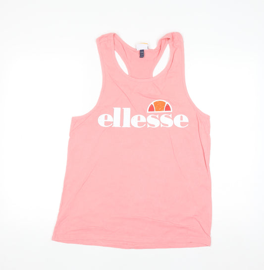 Ellesse Women's Pink Racerback Tank Top UK 12 Cotton Casual