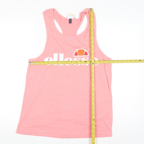 Ellesse Women's Pink Racerback Tank Top UK 12 Cotton Casual
