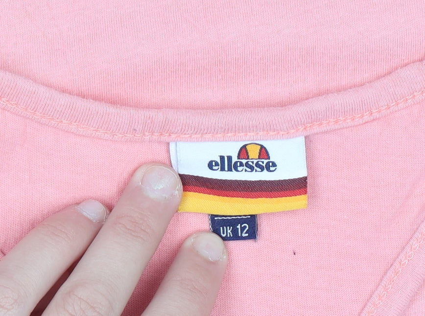 Ellesse Women's Pink Racerback Tank Top UK 12 Cotton Casual