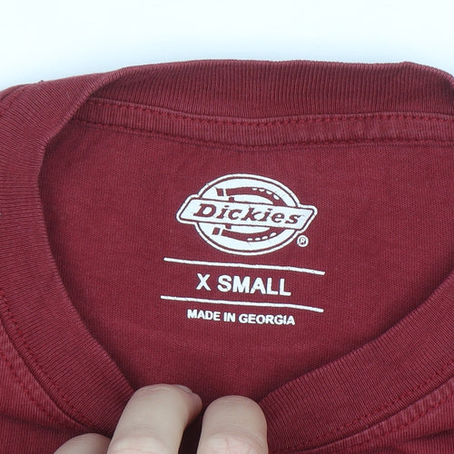 Dickies Men's Red XS Crew Neck Cotton Short Sleeve T-Shirt