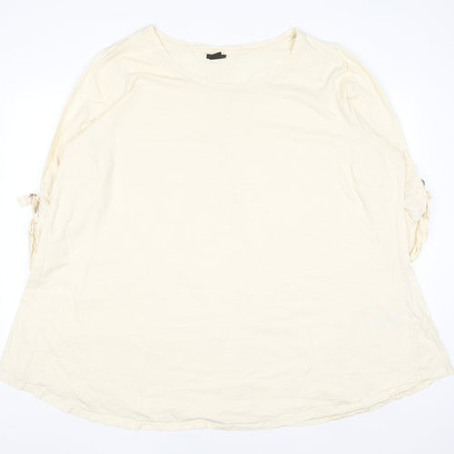 Evans Women Ivory 3/4 Sleeve Scoop Neck Cotton T-Shirt Size 30/32