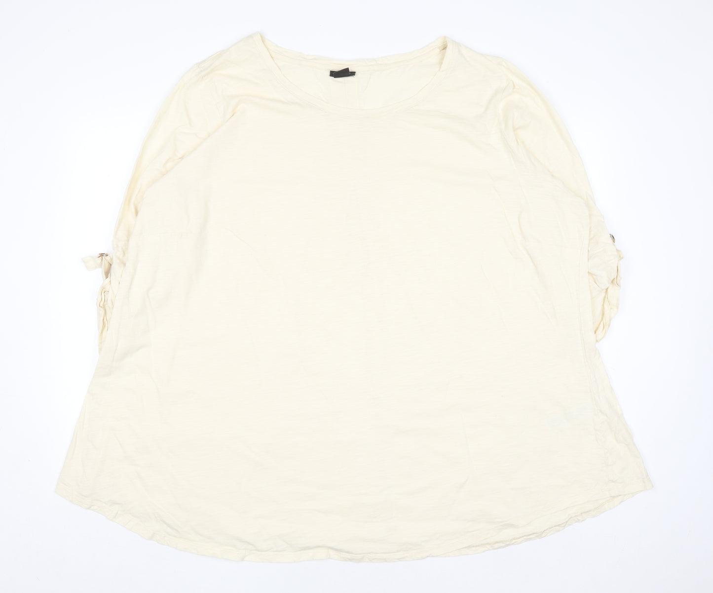 Evans Women Ivory 3/4 Sleeve Scoop Neck Cotton T-Shirt Size 30/32