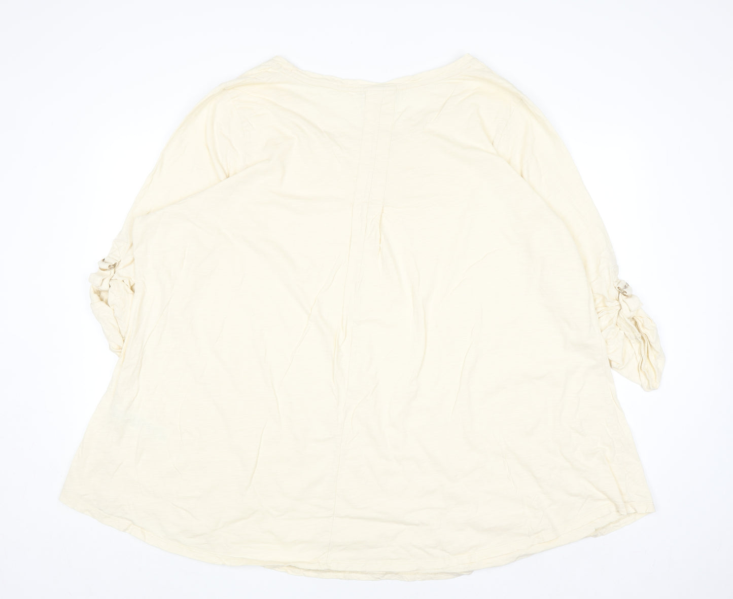 Evans Women Ivory 3/4 Sleeve Scoop Neck Cotton T-Shirt Size 30/32