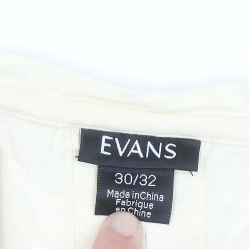 Evans Women Ivory 3/4 Sleeve Scoop Neck Cotton T-Shirt Size 30/32