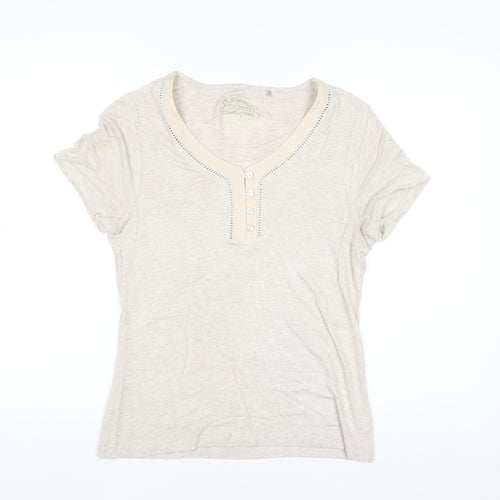 Your Sixth Sense Women's Beige Henley Short Sleeve T-Shirt Size S