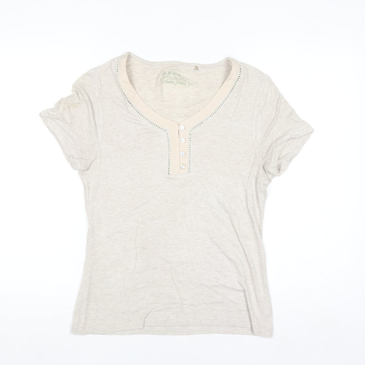 Your Sixth Sense Women's Beige Henley Short Sleeve T-Shirt Size S