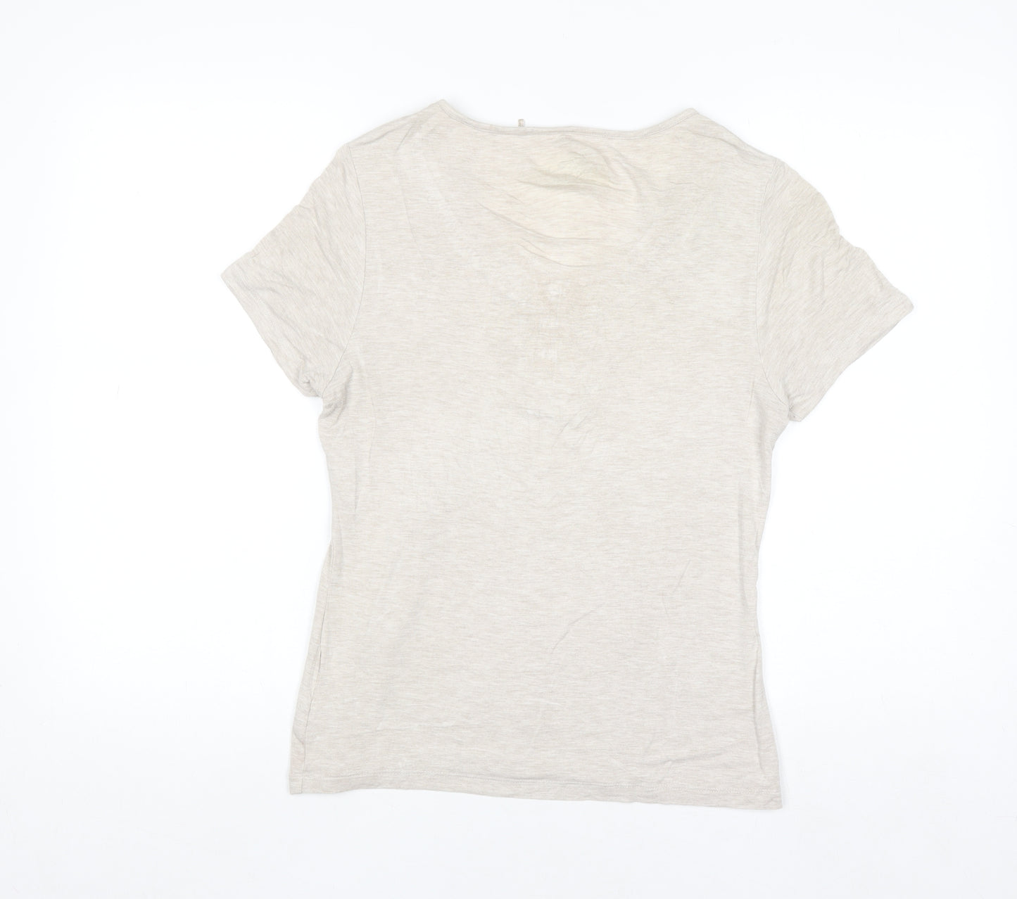 Your Sixth Sense Women's Beige Henley Short Sleeve T-Shirt Size S