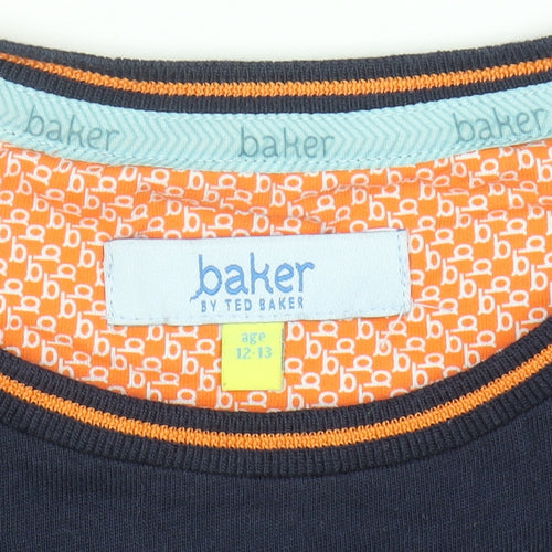 Ted Baker Boys Blue Graphic Logo T-Shirt Age 12-13 Years Short Sleeve Cotton