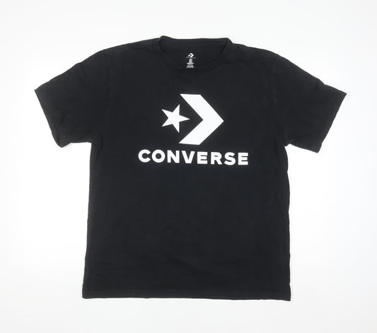 Converse Men's Black Graphic Logo T-Shirt Size L Crew Neck