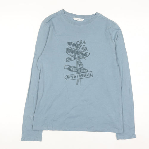MNG Boys Blue Long Sleeve Graphic Cotton T-Shirt 11-12 Years