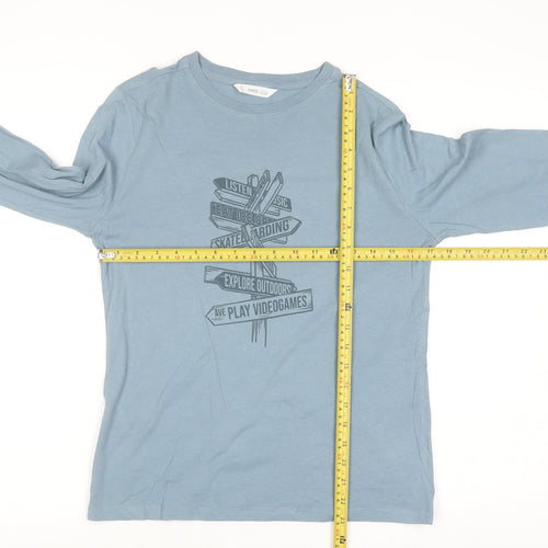 MNG Boys Blue Long Sleeve Graphic Cotton T-Shirt 11-12 Years
