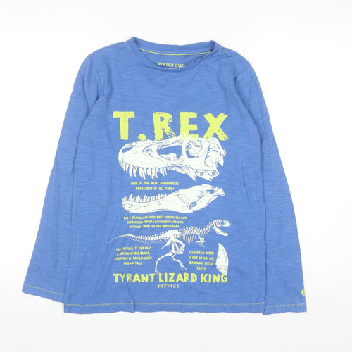 FatFace Boys Blue Long Sleeve T-Rex Graphic Cotton T-Shirt 11-12 Years