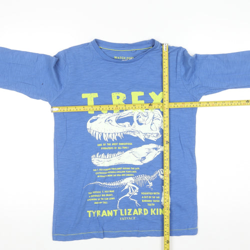 FatFace Boys Blue Long Sleeve T-Rex Graphic Cotton T-Shirt 11-12 Years