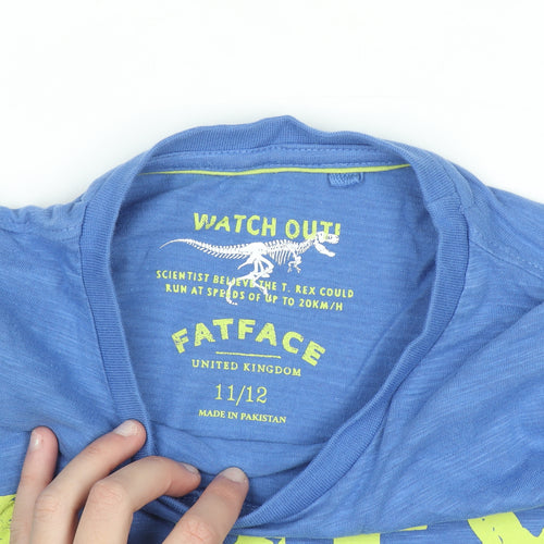 FatFace Boys Blue Long Sleeve T-Rex Graphic Cotton T-Shirt 11-12 Years
