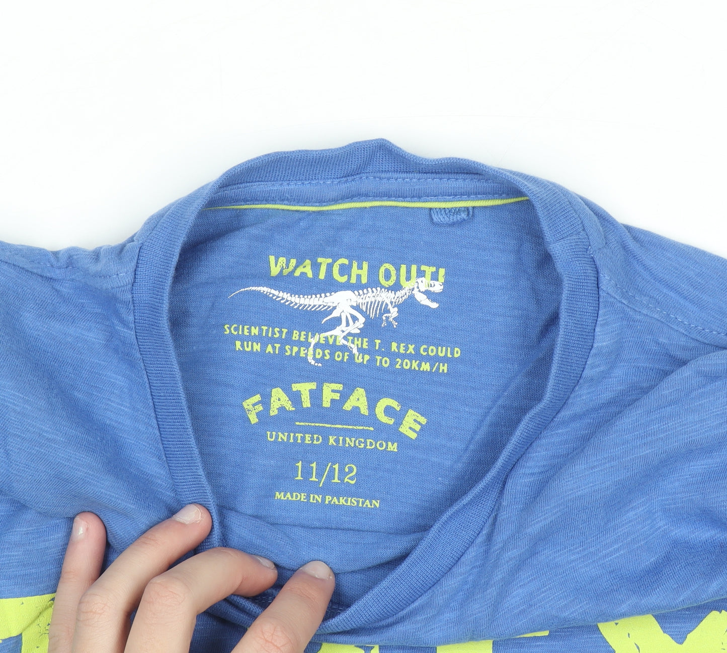 FatFace Boys Blue Long Sleeve T-Rex Graphic Cotton T-Shirt 11-12 Years