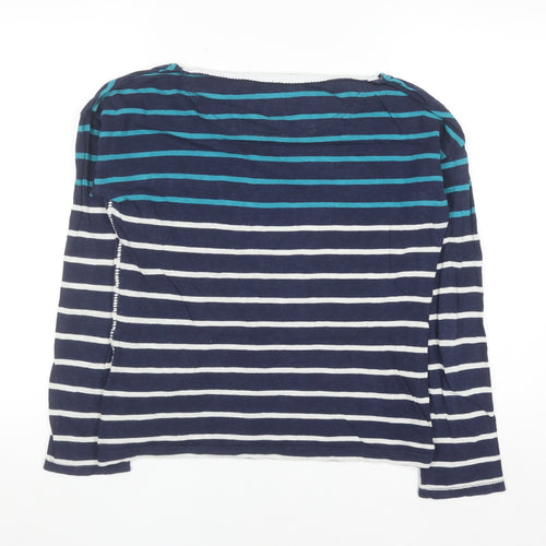 Superdry Women's Blue Striped Long Sleeve Cotton T-Shirt M