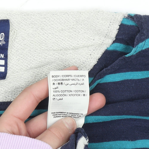 Superdry Women's Blue Striped Long Sleeve Cotton T-Shirt M